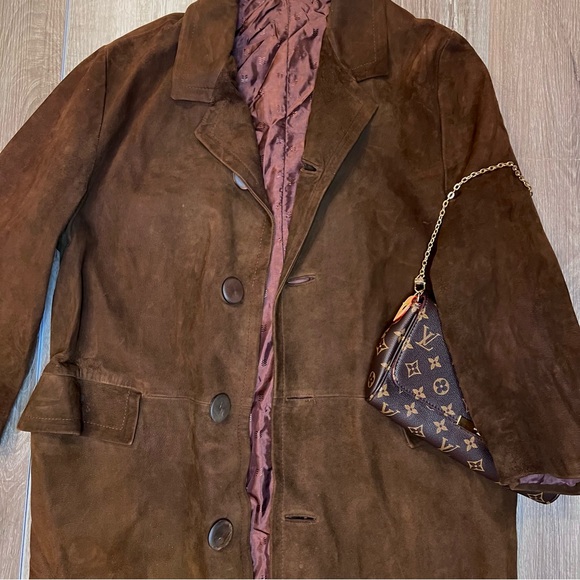 Vintage Brown Genuine Leather Suede Oversized Western Coat- Academia Boho Retro - Picture 4 of 15